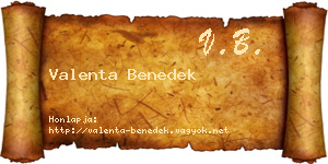 Valenta Benedek névjegykártya